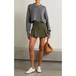 The Frankie Shop Skirt Medium Audrey Cargo Pleated Mini Olive Utility Academia